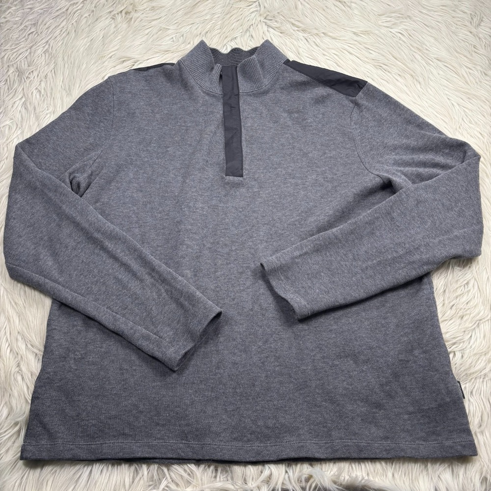 Hugo BOSS Men's XL Gray 1/4 Zip Pullover Sweater Sporty Preppy Quiet Luxury